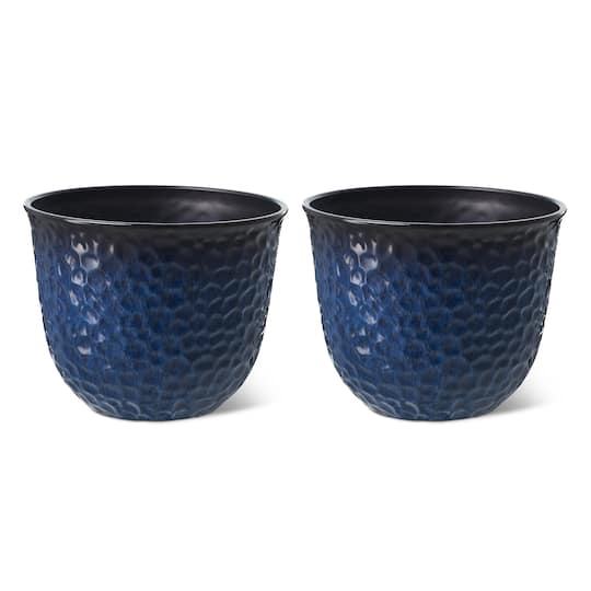 Michaels, Glitzhome® 15.25" Honeycomb Textured Cobalt Blue Faux Ceramic Plastic Planters, 2ct. – Category: Pots & Planters